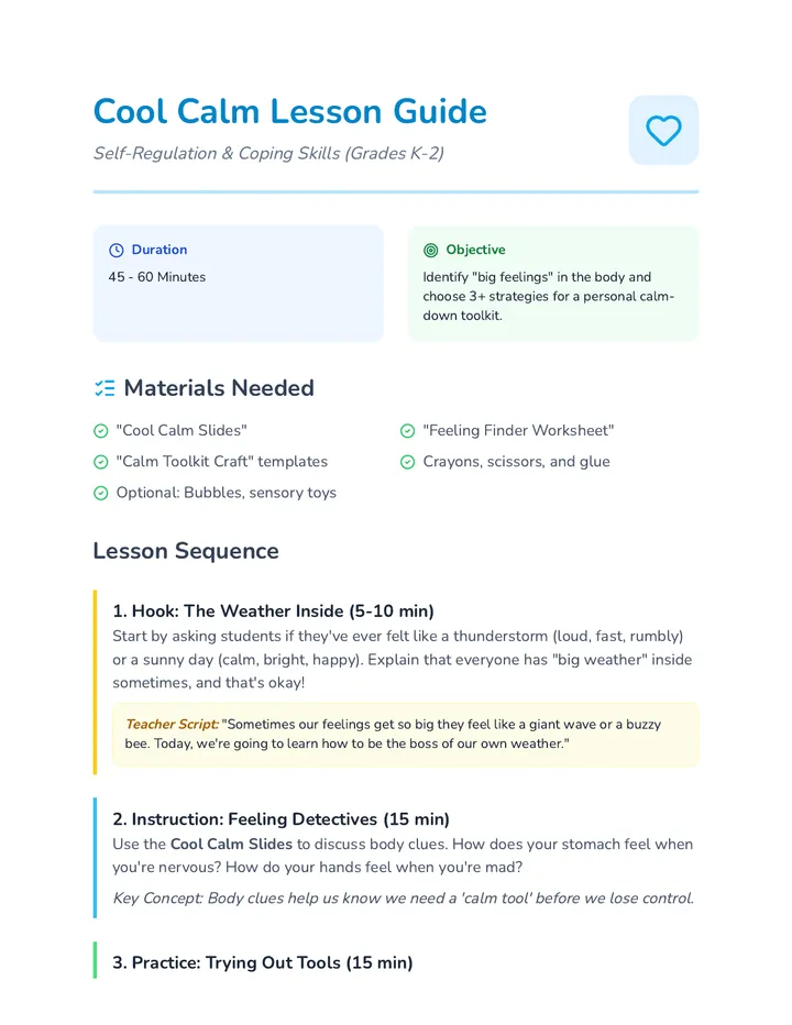 Cool Calm Lesson Guide