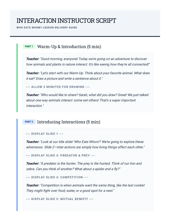 Interaction Instructor Script