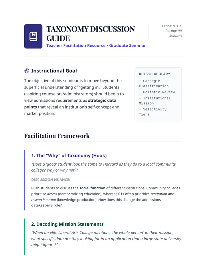 Taxonomy Discussion Guide Teacher Resource