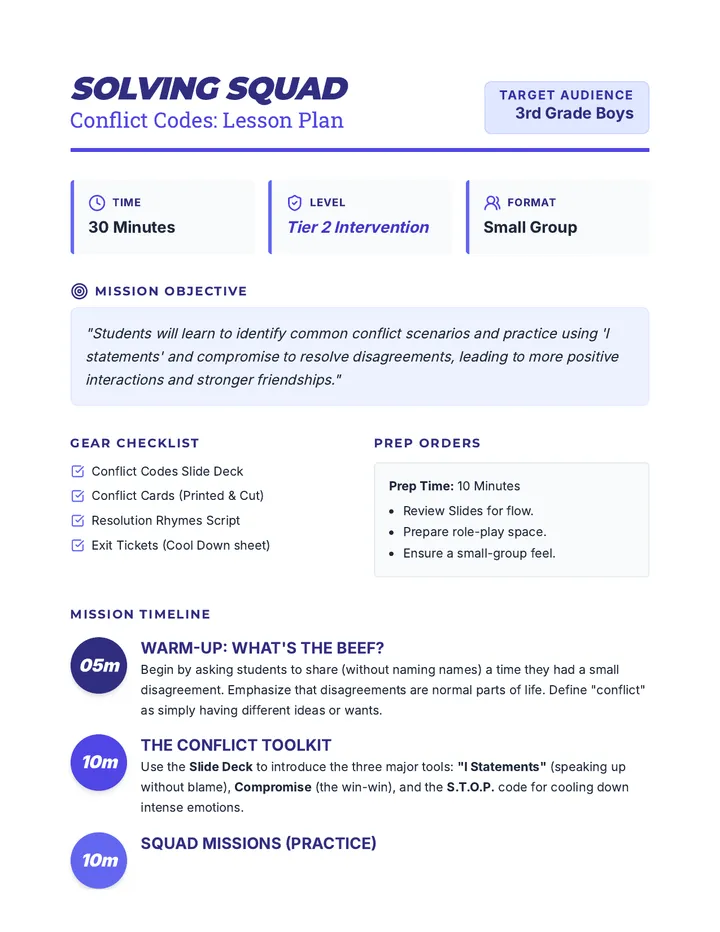 Solving Squad Lesson Plan