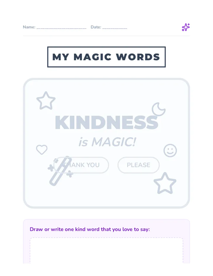 Magic Words Coloring Page Worksheet
