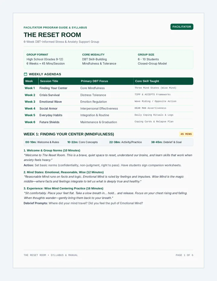Reset Room Facilitator Manual