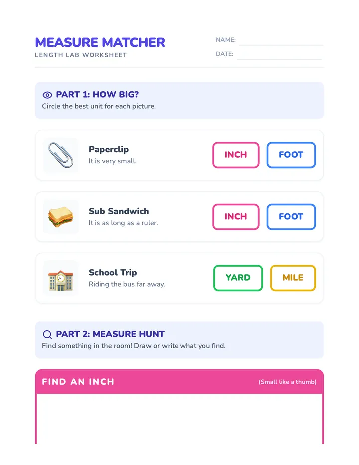 Measure Matcher Worksheet