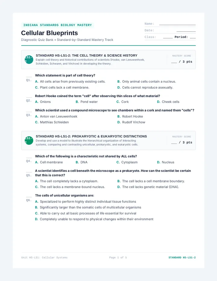 Cellular Blueprints Quiz Bank