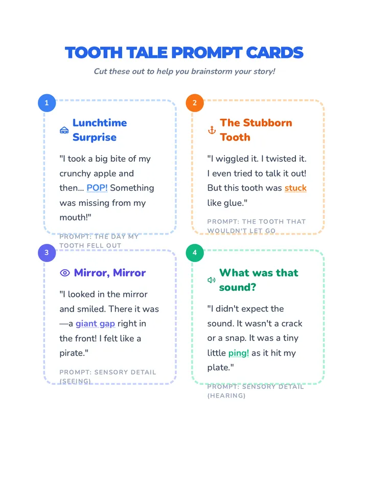 Tooth Tale Prompt Cards