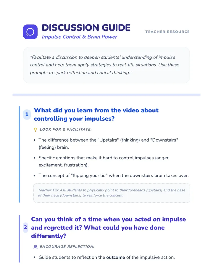Impulse Control Discussion Guide