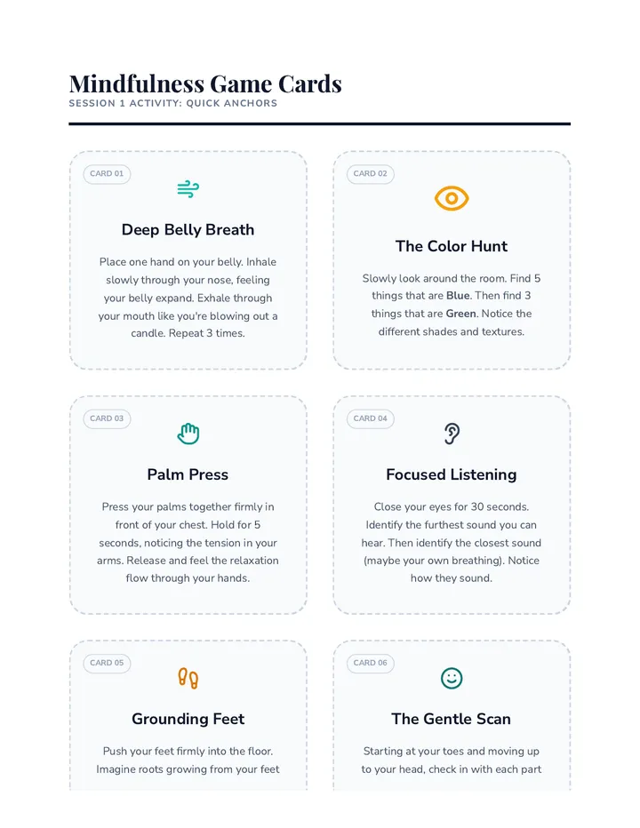 Fear to Freedom Mindfulness Game Cards