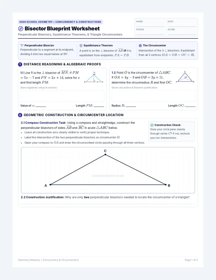 Bisector Blueprint Worksheet