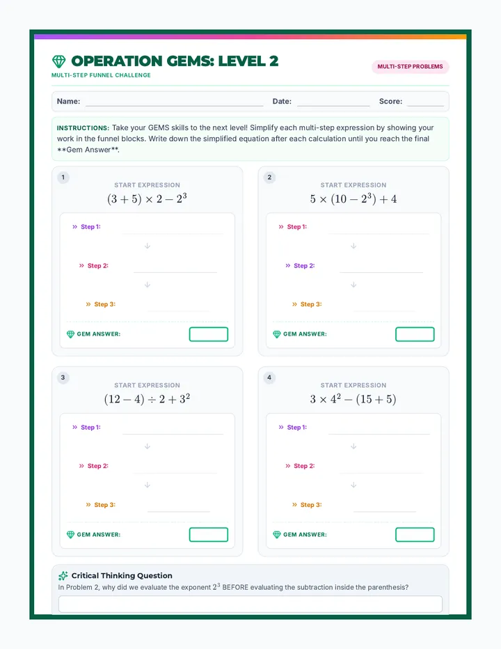 Gems Level 2 Worksheet