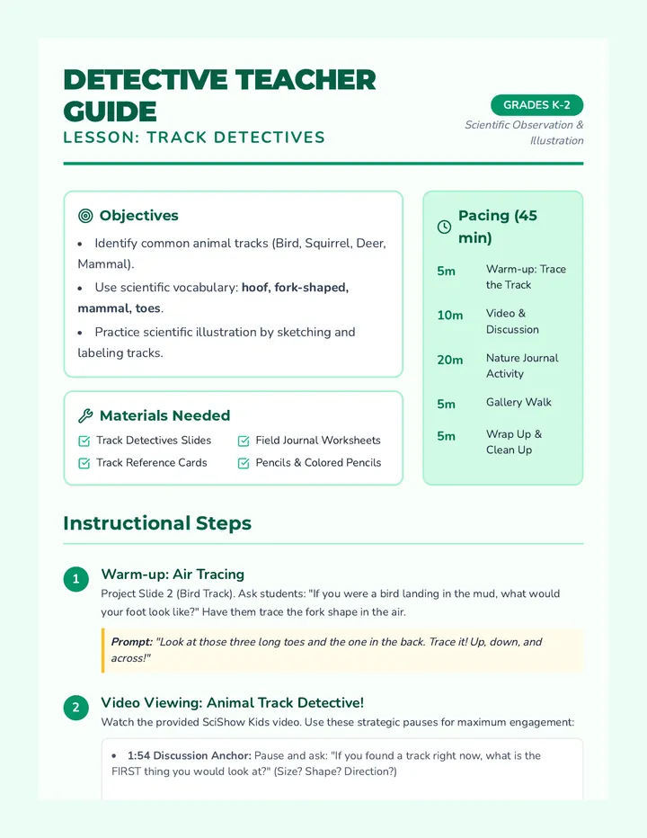 Detective Teacher Guide