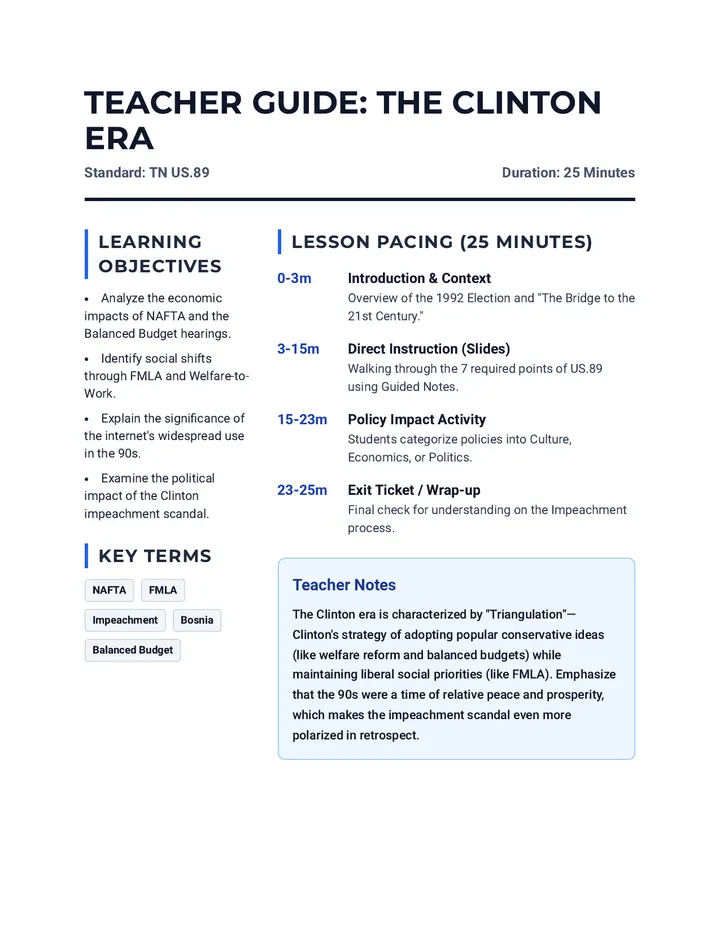 Clinton Teacher Guide Handout