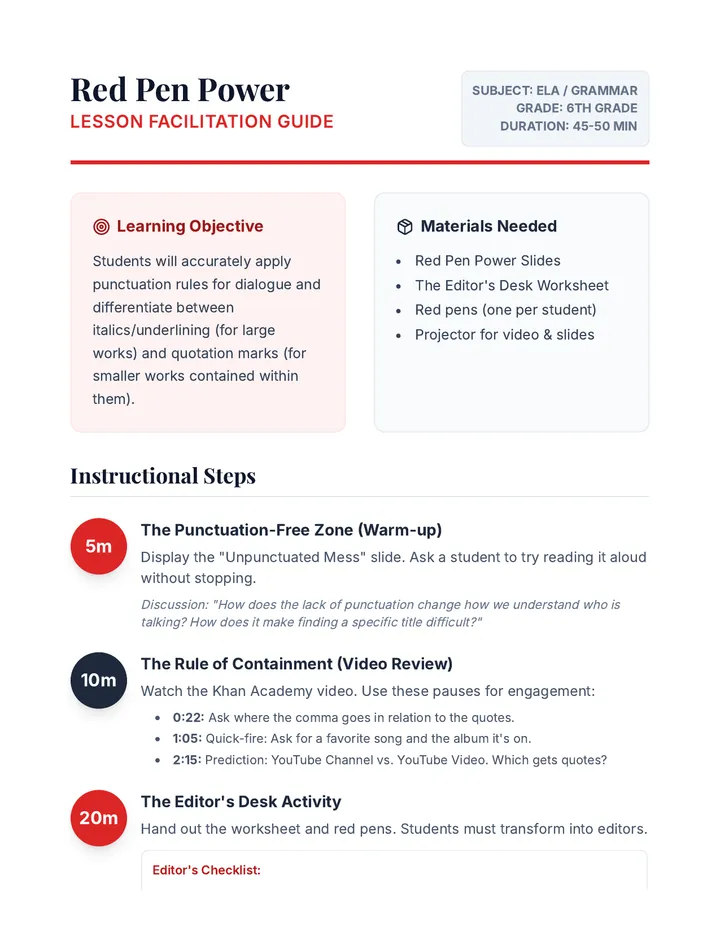 Red Pen Power Teacher Guide