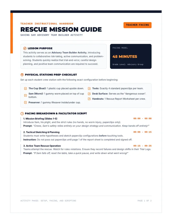 Rescue Mission Teacher Guide