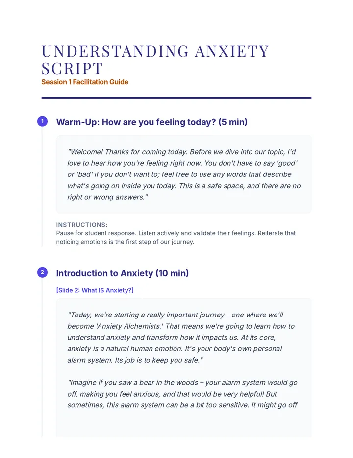 Understanding Anxiety Script
