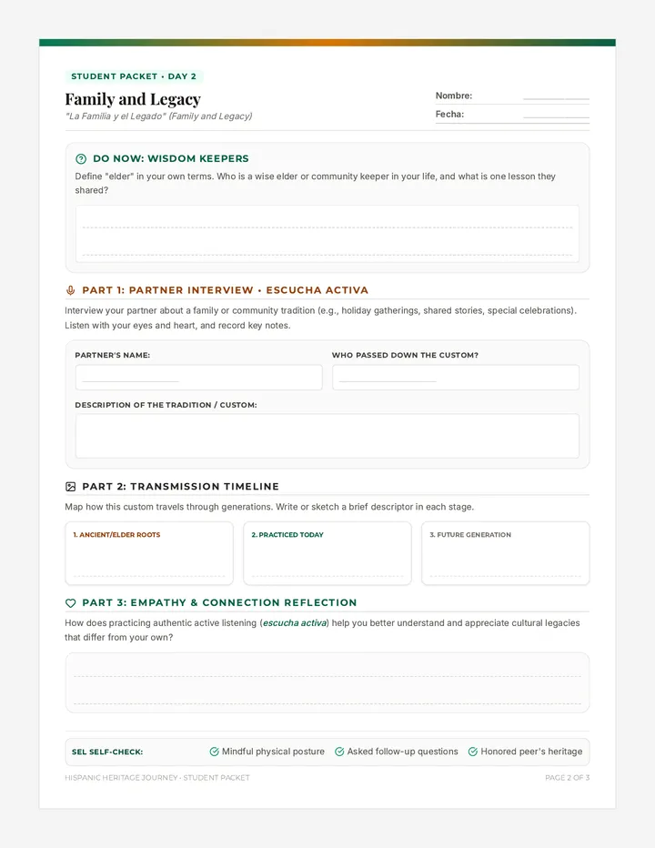 Family Legacy Worksheet