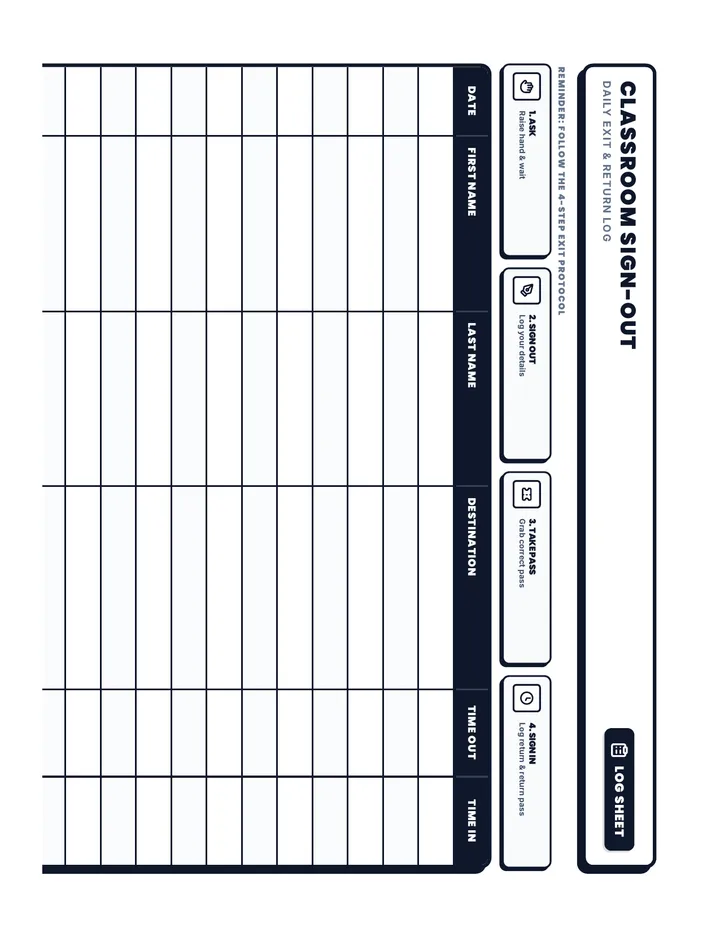 Exit Protocol Sign Out Sheet