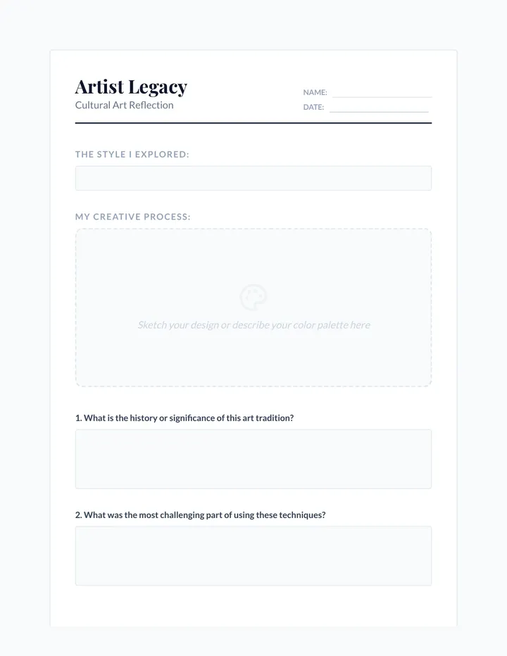 Artist Legacy Worksheet