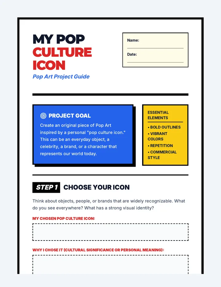 My Pop Culture Icon Project Guide