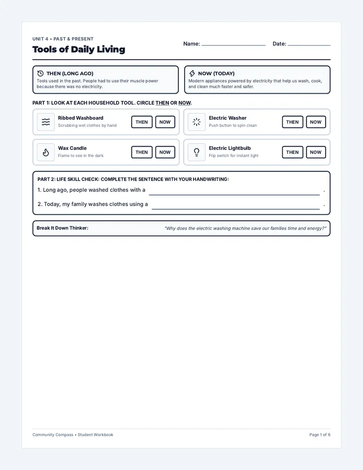 Past Present Student Worksheets