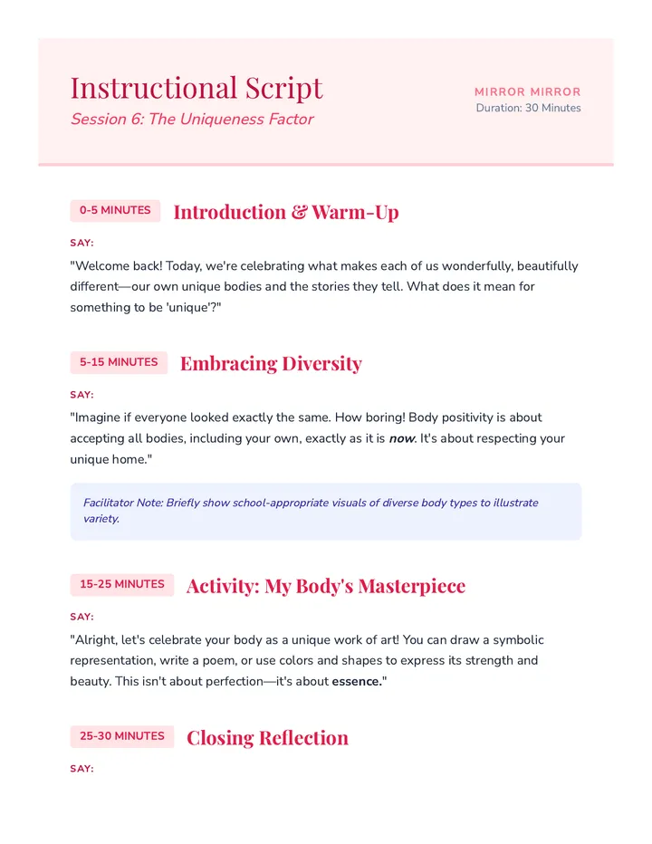 Session 6 Script Activity and Journal Packet