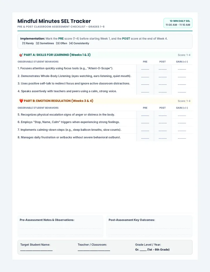 Skills Tracking Assessment Checklist