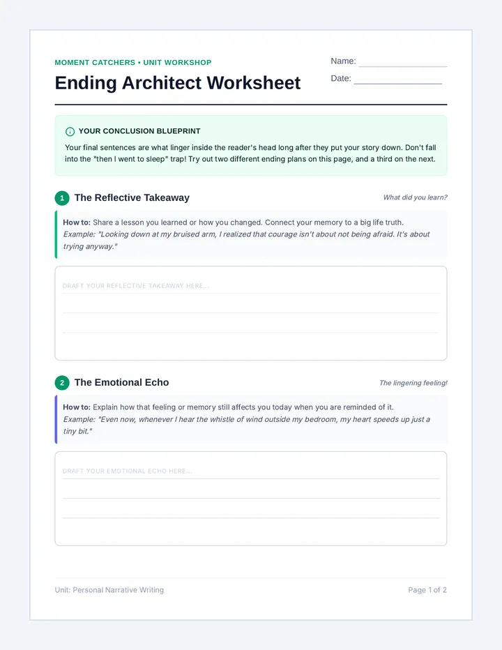Ending Architect Worksheet