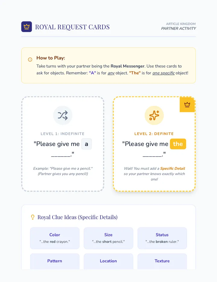 Royal Request Activity Cards