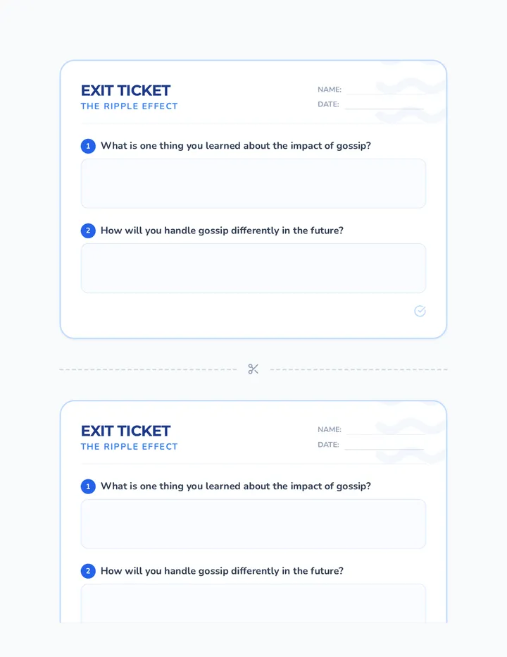 Gossip Exit Ticket Slip