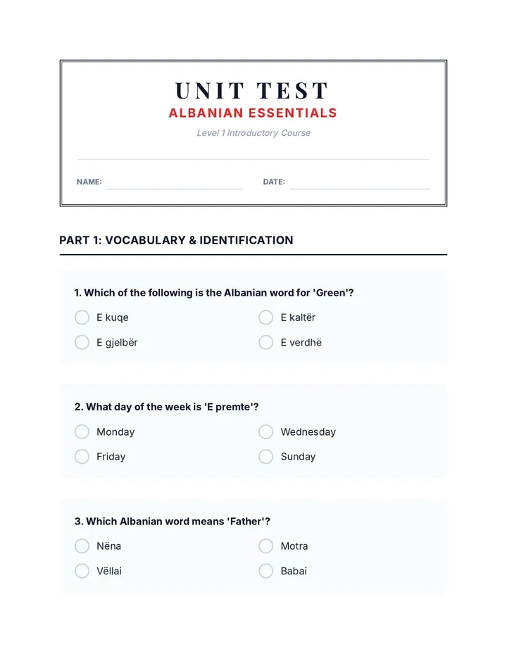 Albanian Unit Test