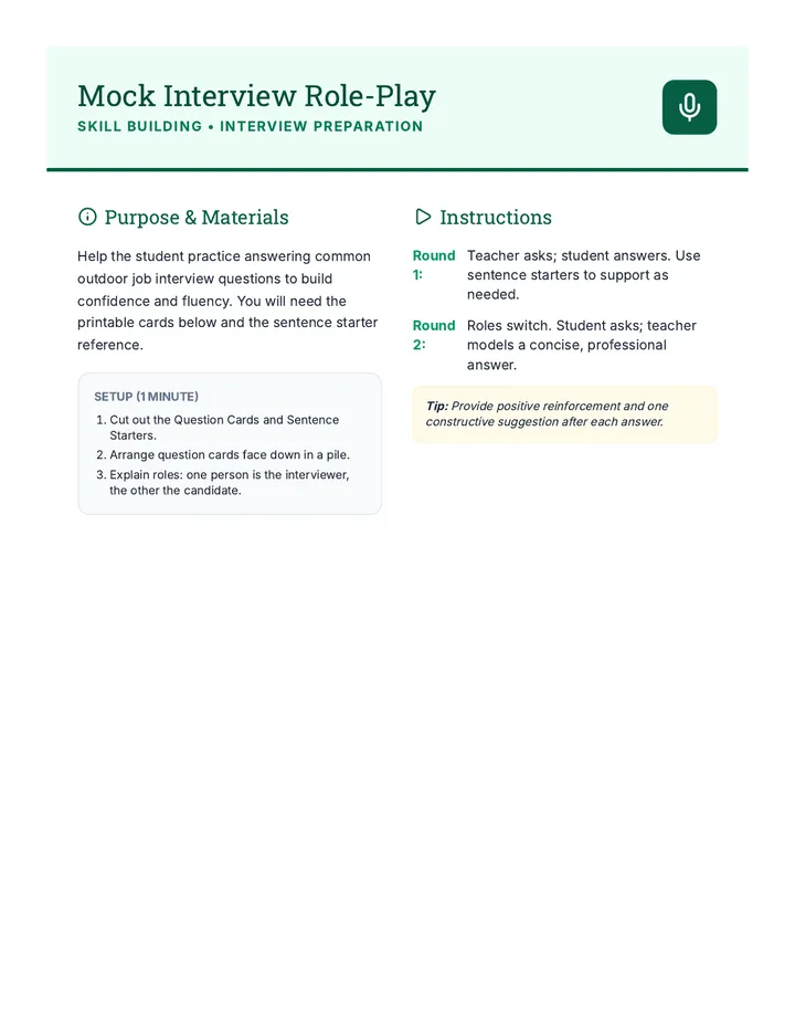 Mock Interview Role-Play Activity