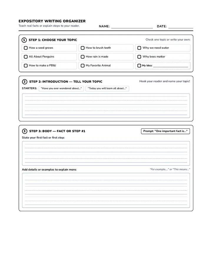 Fact Power Writing Organizer