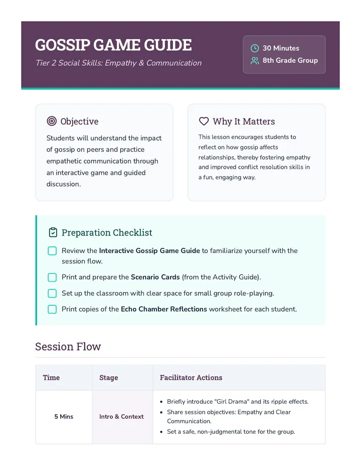 Gossip Game Facilitator Guide