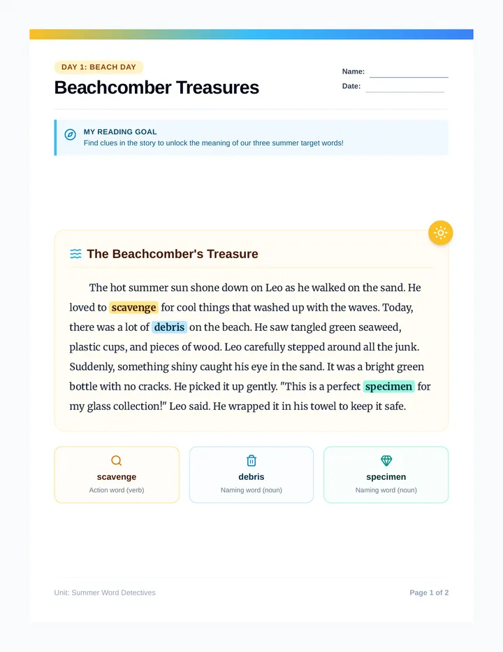Beachcomber Treasure Activity Pack