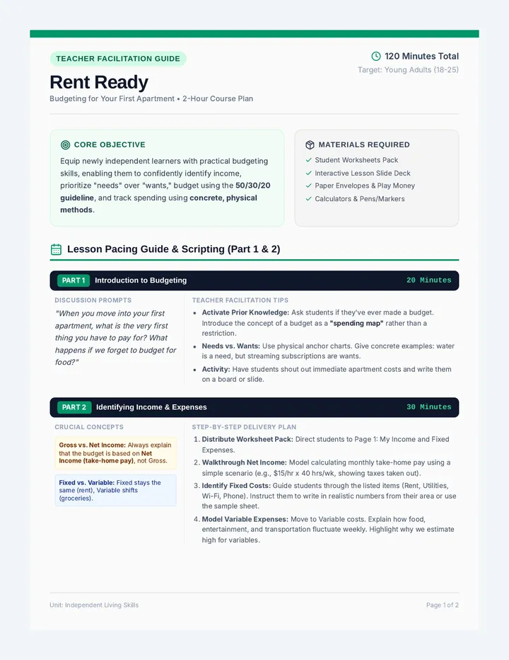 Rent Ready Teacher Guide