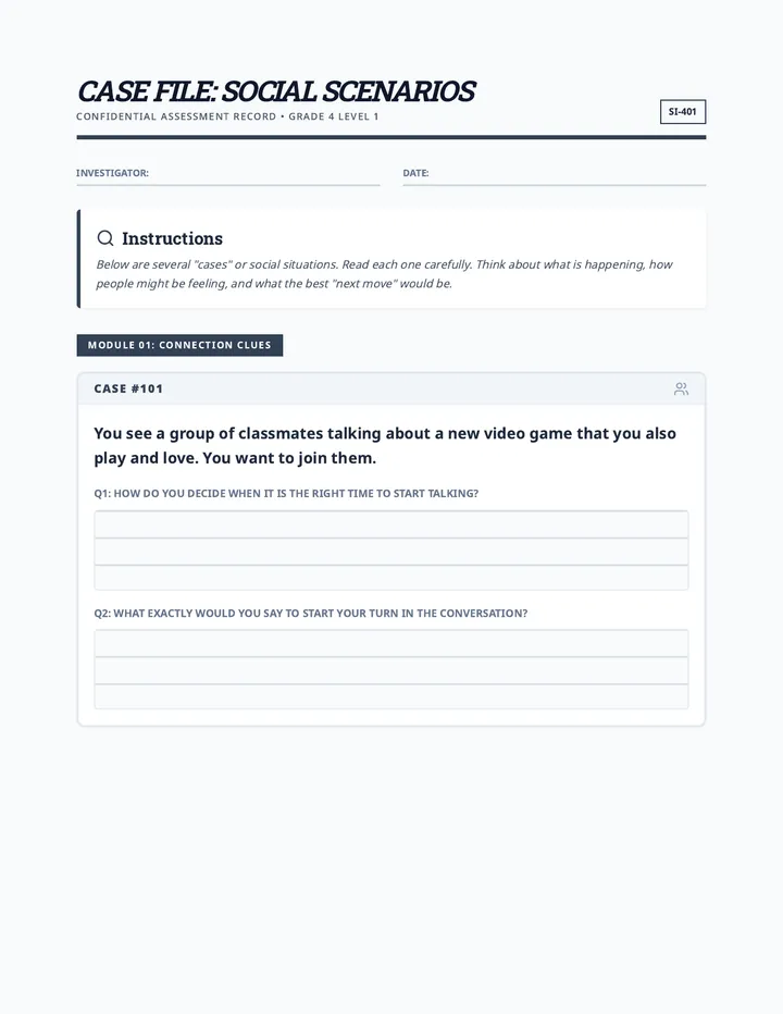 Case File Scenarios Assessment