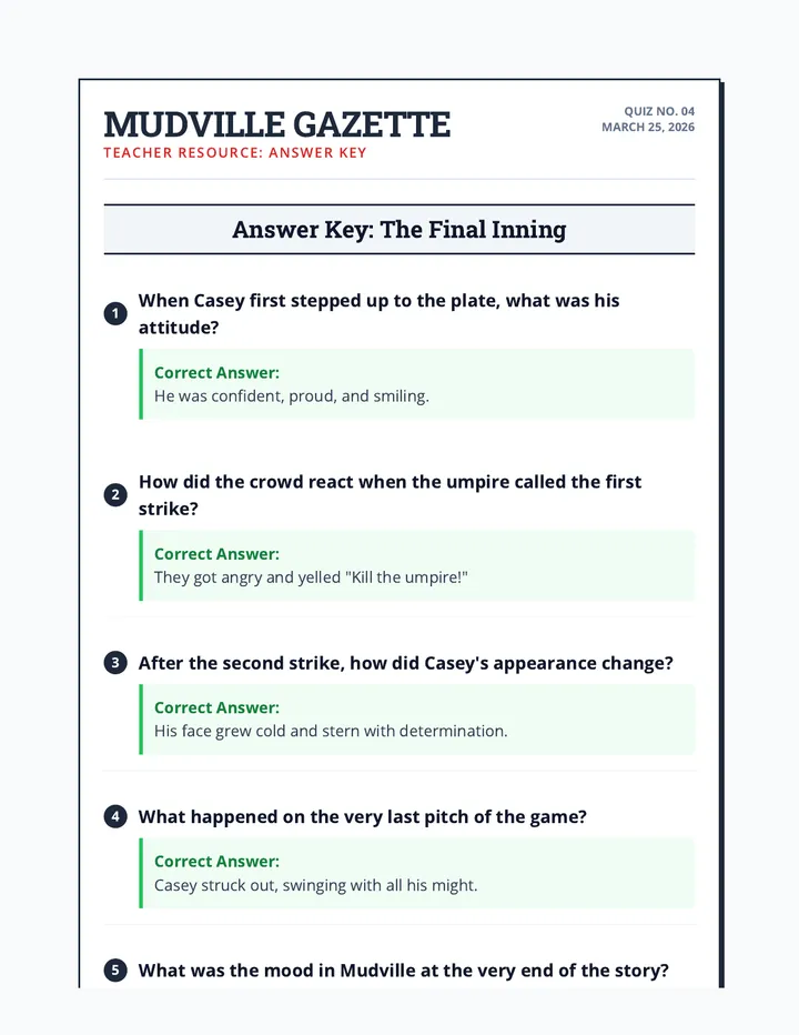 Strike Out Answer Key