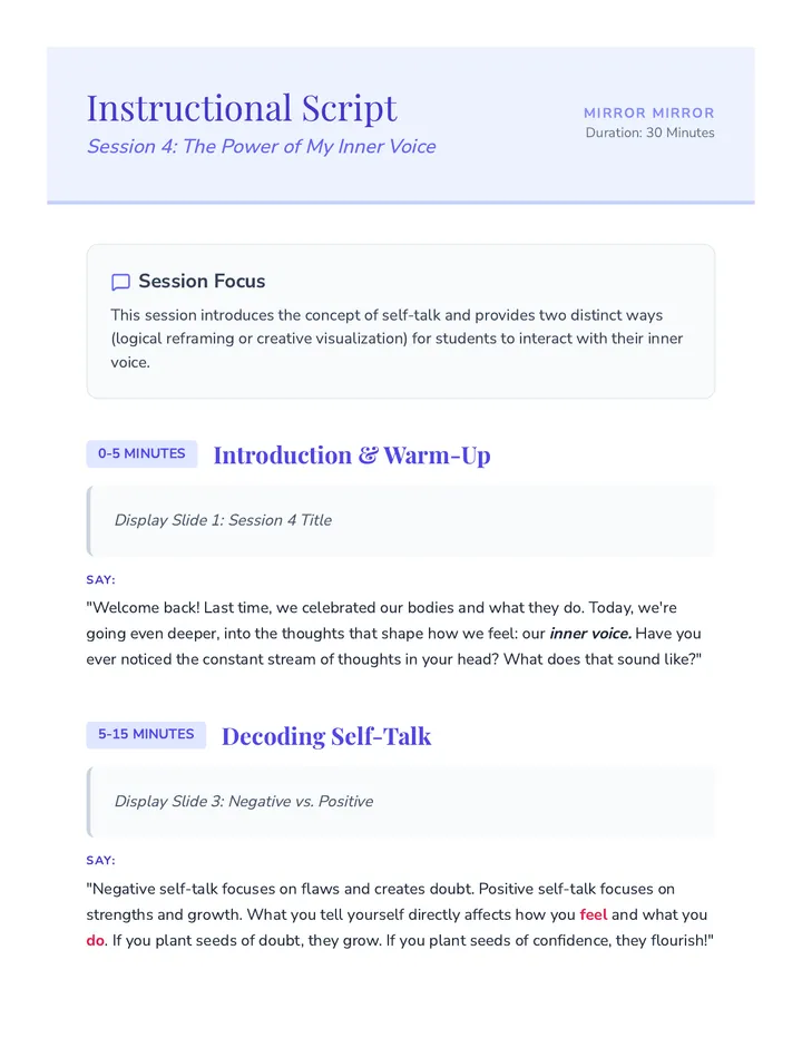 Session 4 Instructional Script Facilitator Guide