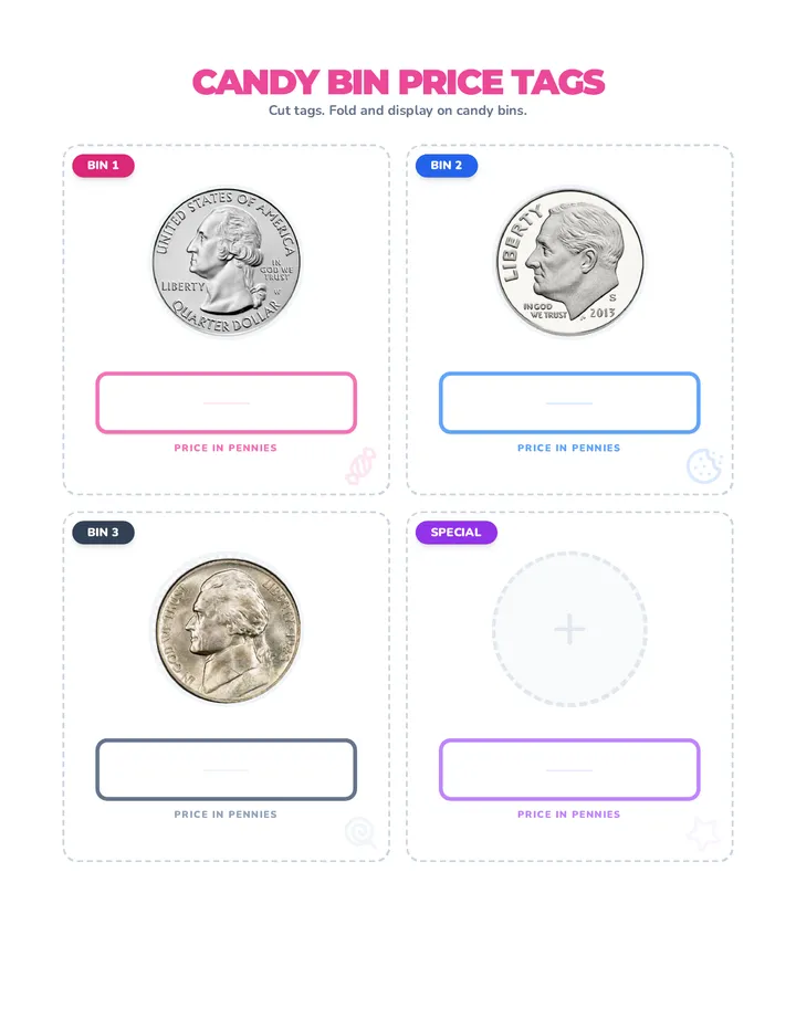 Candy Bin Tags Resource