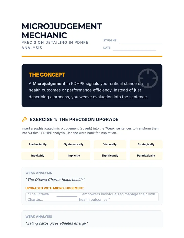 Microjudgement Mechanic Worksheet