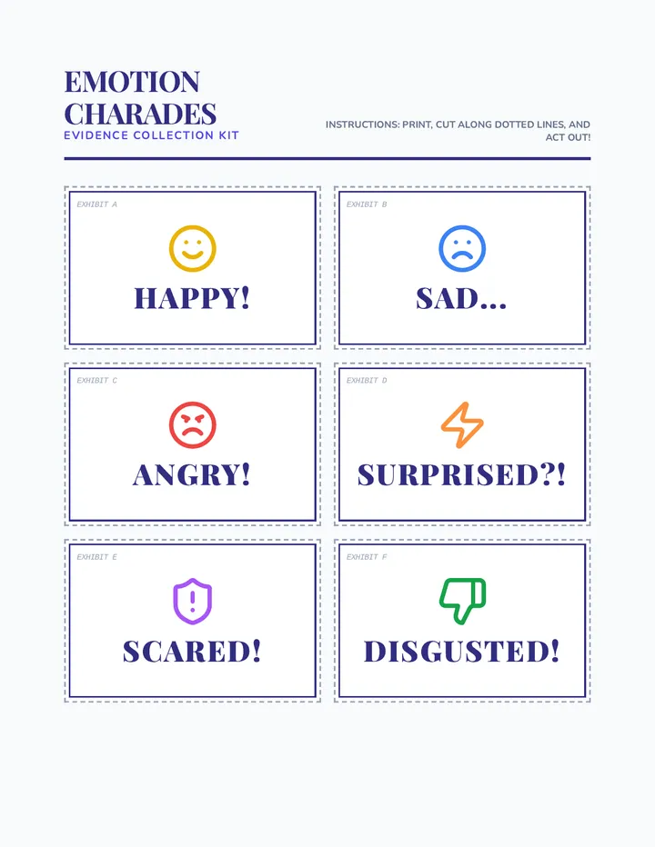 Emotion Charades Cards Activity