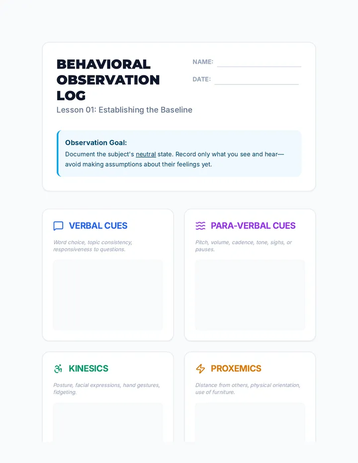 Baseline Observation Worksheet