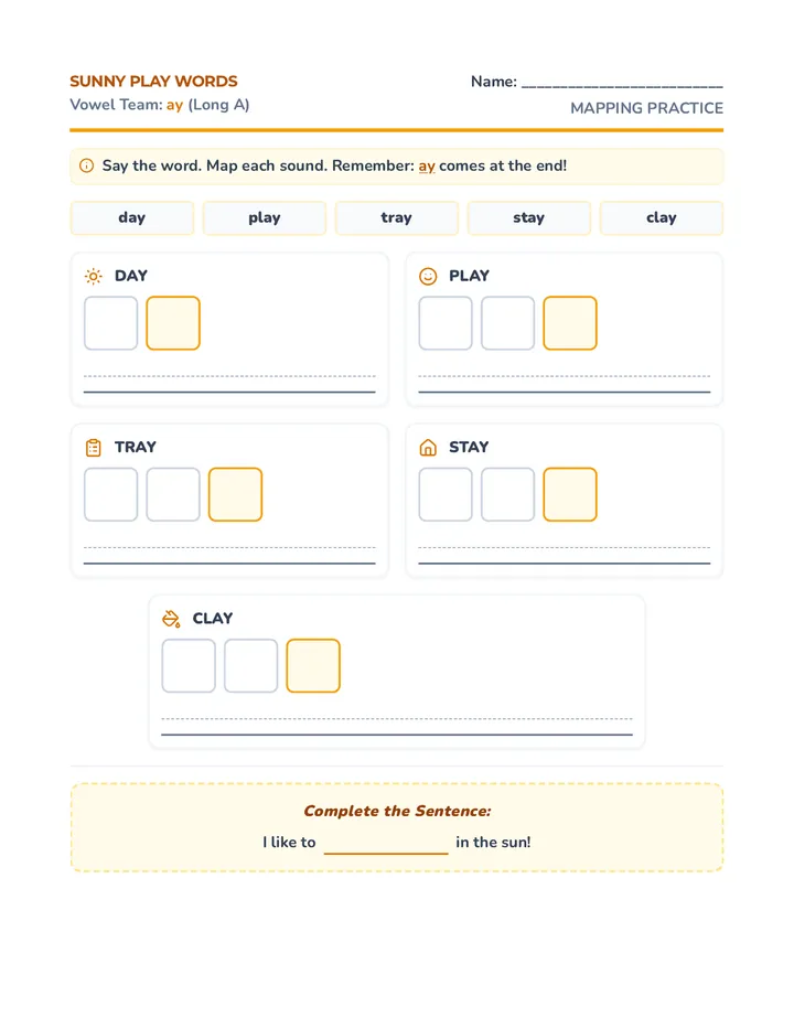 Play Day Worksheet