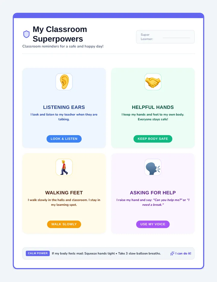 Classroom Superpowers Desk Visual