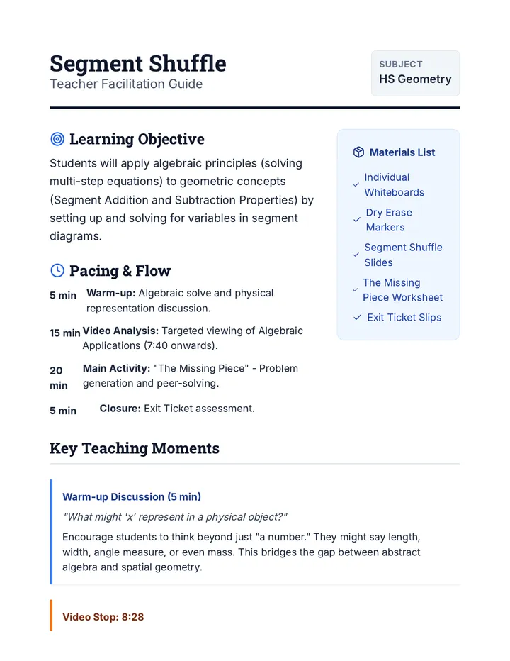 Segment Shuffle Teacher Guide