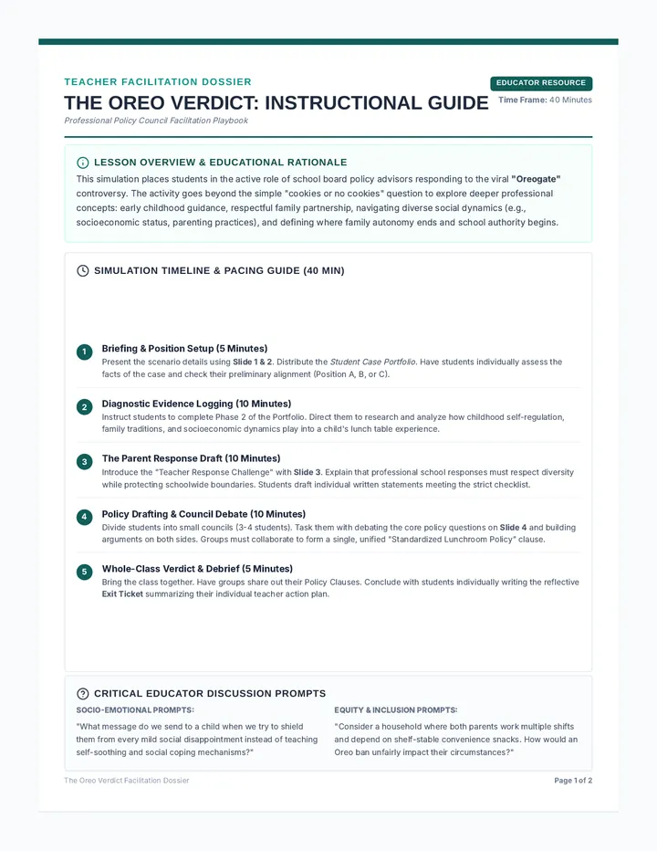 Oreo Verdict Teacher Guide