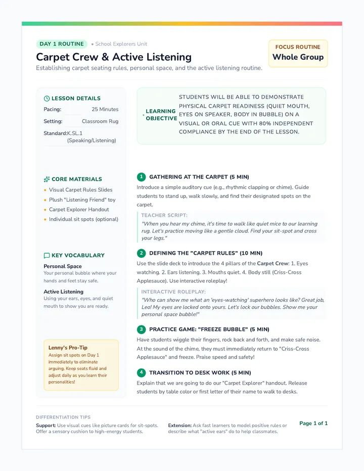 Carpet Crew Teacher Guide