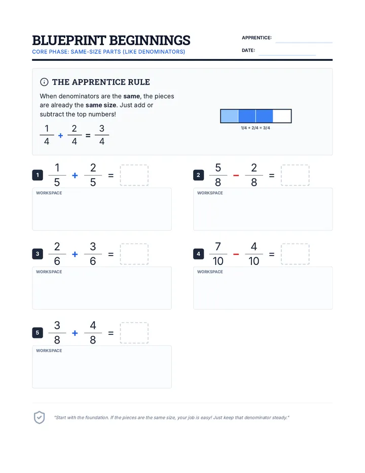 Blueprint Beginnings Worksheet
