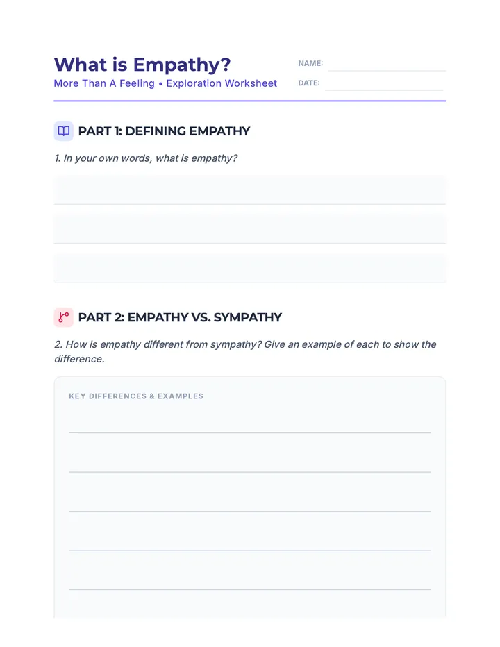 What Is Empathy Worksheet