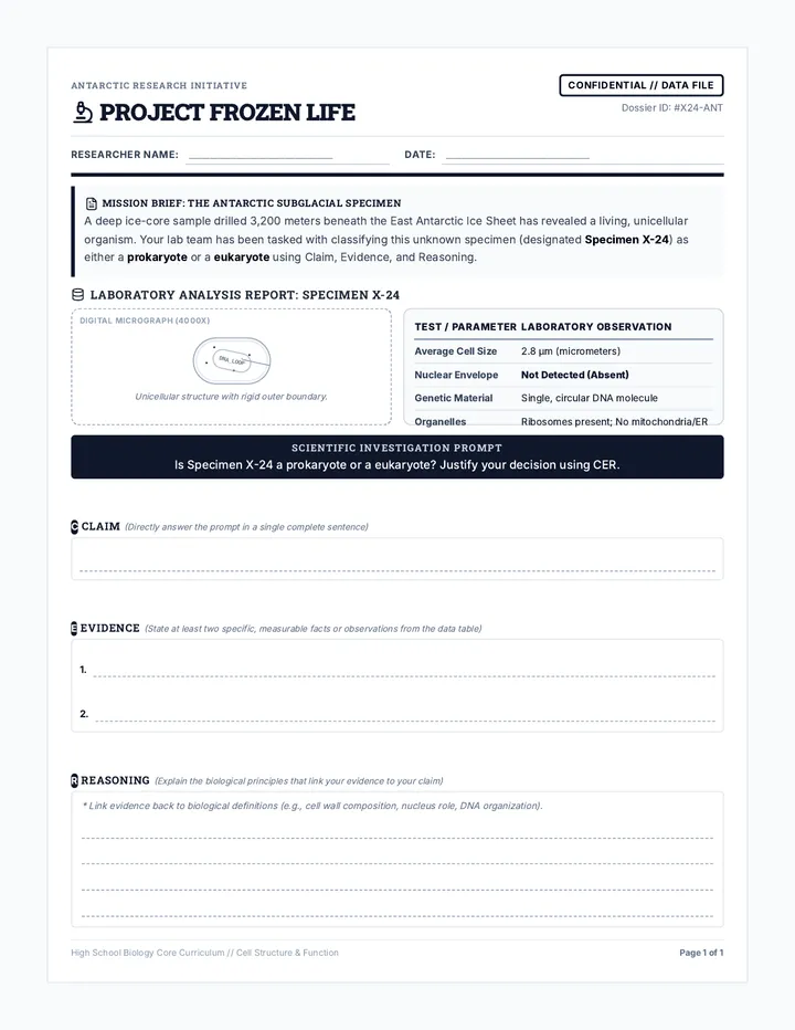 Microbial Misfit CER Worksheet