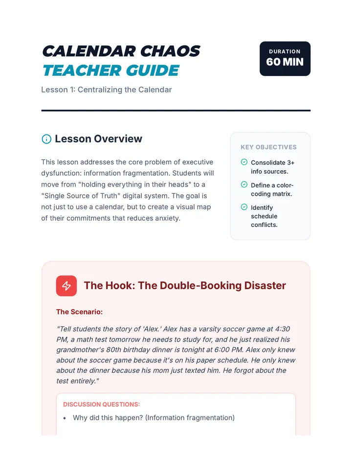 Calendar Chaos Teacher Guide